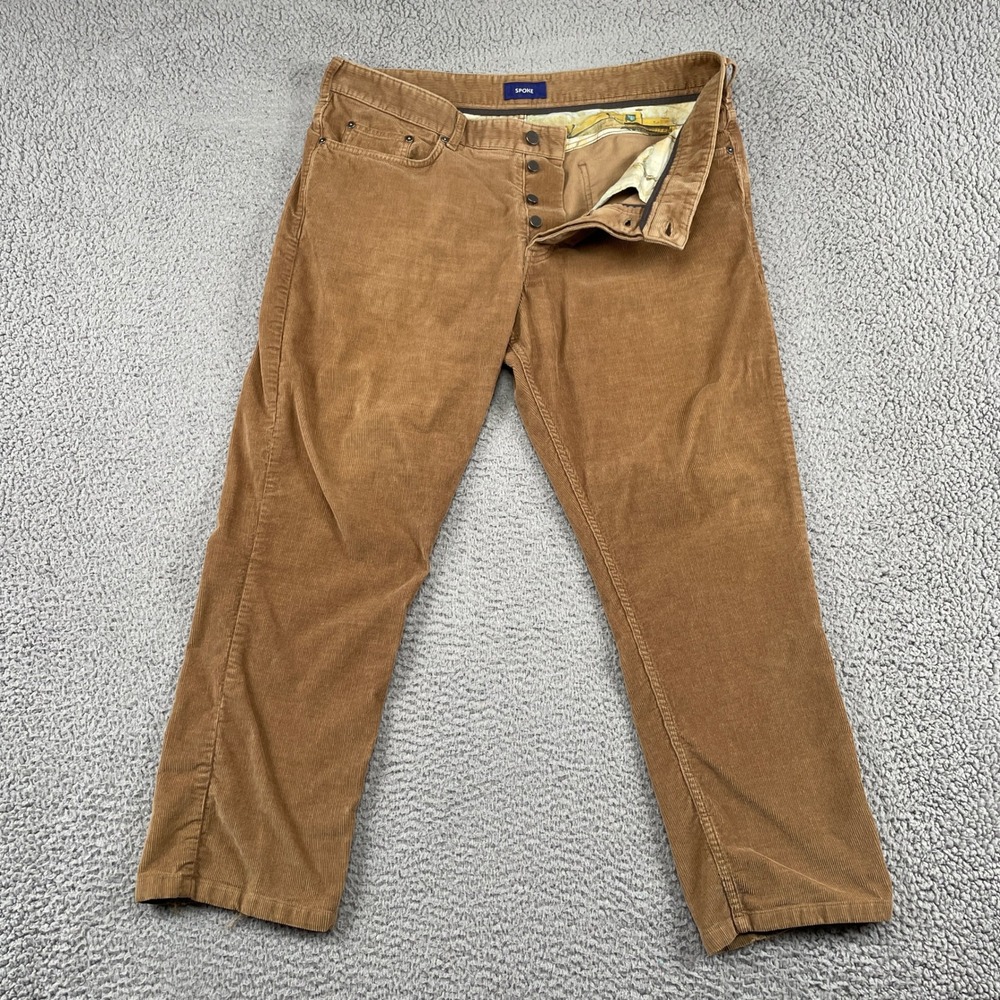 Spoke Corduroy Pants Mens 38 Tan Corduroy Fives Build A Slim Straight Frayed Hem
